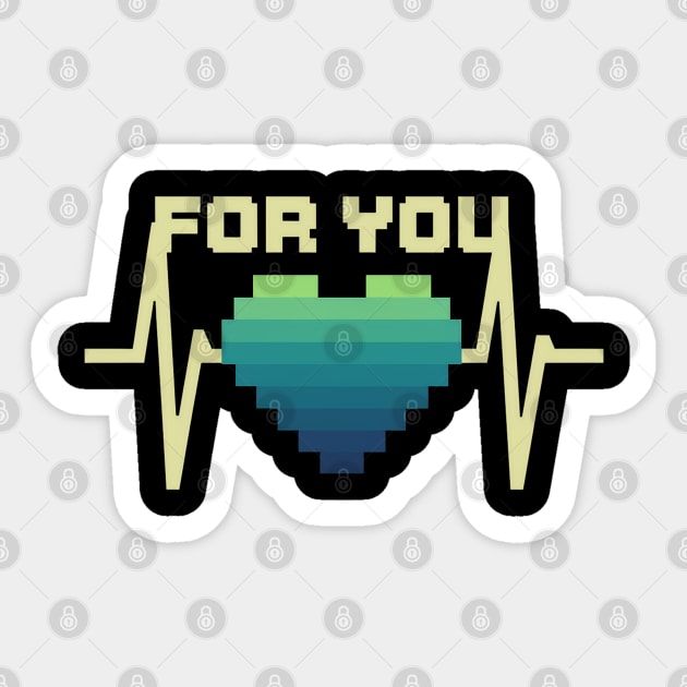 Retro style heartbeat for you Sticker by Spaceboyishere